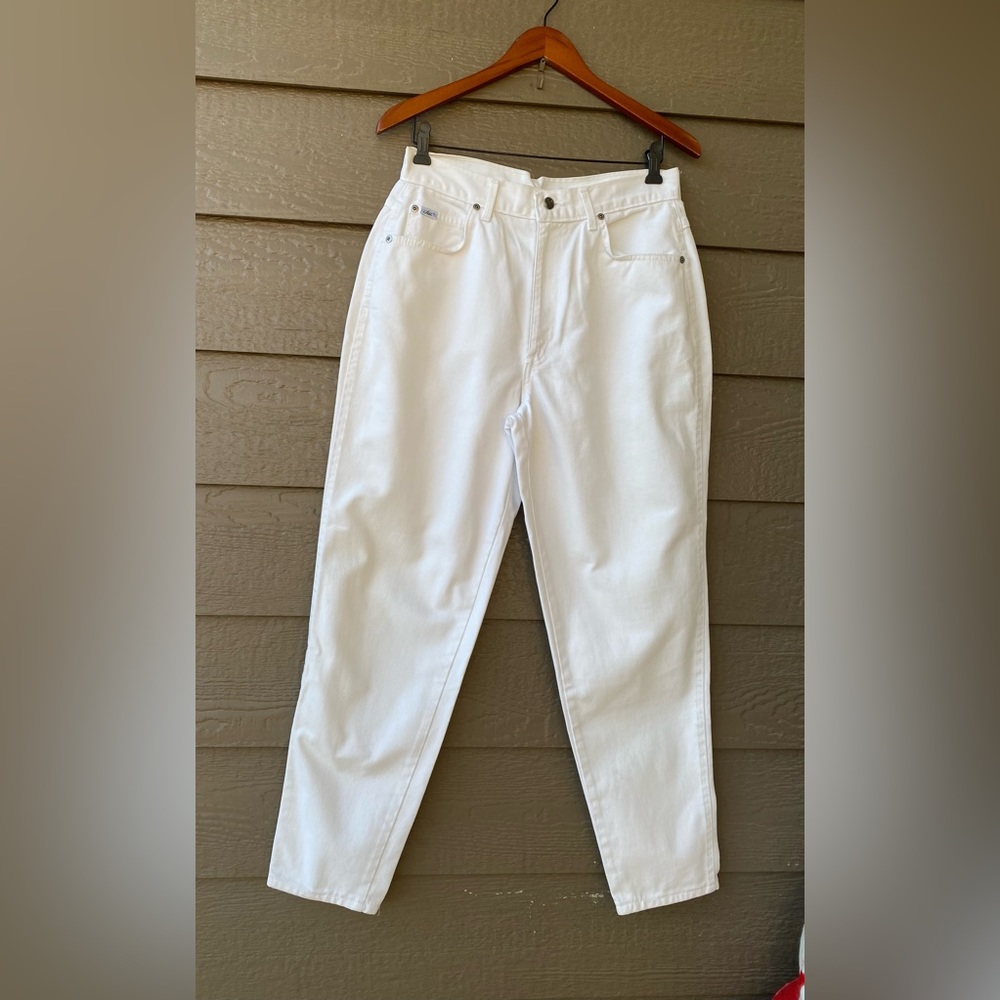 Vintage 80’s CHIC brand high-waisted white denim jeans women’s size 14